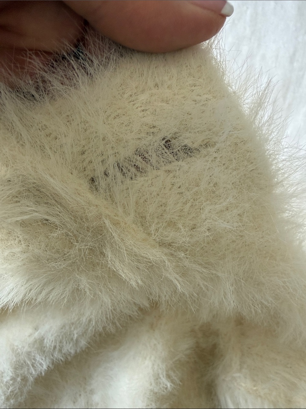 Free People Fuzzy V-Neck Sweater | Cream Ivory | Cozy Soft Knit Size S/P - Picture 7 of 11